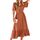 BebreezChic Sommerkleid Damen Lang Boho Elegant Kurzarm V-Ausschnitt Hohe Taille Swiss Dot Gerafft Blumen Strandkleid Maxikleid, Karamell S