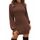 Zeagoo Strickkleid Damen Rollkragen Langarm Elegant Tunika Pullikleid Sweater Winterkleid Strickpullover Minikleid Braun XXL