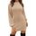 Zeagoo Damen Strickkleid Winter Puff Ärmel Rollkragen Minikleid Langarm Warm Winterkleid Elegant Hohe Elastizität Pulloverkleid Beige XXL