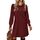 Zeagoo Herbstkleid Damen Elegant Strickkleid Puff Tunikakleid Pulloverkleid mit Taschen Rundhals Winterkleid Langarm Midikleid Rot L