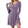 AUSELILY Langarm Strickkleid Damen Rundhalsausschnitt Pullover Kleid Gestrickt Herbstkleid Damen mit Taschen Hellviolett S