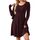 AUSELILY Langarm Strickkleid Damen Rundhalsausschnitt Pullover Kleid Gestrickt Herbstkleid Damen mit Taschen Weinrot XXL