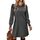 Zeagoo Herbstkleid Damen Elegant Strickkleid Langarm Kleid Rundhals Winterkleid mit Taschen Puff Pulloverkleid Kleider für Herbst Winter Grau M