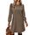 Zeagoo Kleid Damen Herbst Knielang Kleider Elegant Strickkleid Langarm Winterkleid Rundhals Pulloverkleid Casual Herbstkleid Braun S
