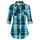 DJT Damen Weiches Gestrick Karierte Bluse Langarm 3/4 Roll Up Ärmel Hemdbluse Button-down Blusen Blau XL