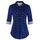 DJT Damen Weiches Gestrick Karierte Bluse Langarm 3/4 Roll Up Ärmel Hemdbluse Button-down Blusen Lebendiges Blau XL