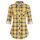 DJT Damen Weiches Gestrick Karierte Bluse Langarm Oberteile Roll Up Ärmel Hemdbluse Tunika Button Down Blusen Top Gelb Kariertes L