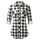 DJT Damen Weiches Gestrick Karierte Bluse Langarm 3/4 Roll Up Ärmel Hemdbluse Button-down Blusen Schwarz #2 XL