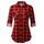 DJT Damen Weiches Gestrick Karierte Bluse Langarm 3/4 Roll Up Ärmel Hemdbluse Button-down Blusen Rot XXL