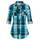 DJT Damen Weiches Gestrick Karierte Bluse Langarm 3/4 Roll Up Ärmel Hemdbluse Button-down Blusen Blau XXL