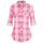 DJT Damen Weiches Gestrick Karierte Bluse Langarm Oberteile Roll Up Ärmel Hemdbluse Shirts Button Down Blusen Top Lebendiges-Rosa XXL