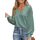 CUPSHE Damen Blusen V-Ausschnitt Spitzen Wellenkante Puffärmel Langarmshirt Lässige Lace Oberteile Tunika Bluse Tops Salbeigrün XS