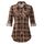 DJT Damen Weiches Gestrick Karierte Bluse Langarm Oberteile Roll Up Ärmel Hemdbluse Shirts Button Down Blusen Top Kaffee-Braun XL