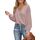 CUPSHE Damen Blusen V-Ausschnitt Spitzen Wellenkante Puffärmel Langarmshirt Lässige Lace Oberteile Tunika Bluse Tops Rose XL