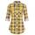 DJT Damen Weiches Gestrick Karierte Bluse Langarm Oberteile Roll Up Ärmel Hemdbluse Tunika Button Down Blusen Top Gelb Kariertes XXL