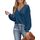 CUPSHE Damen Blusen V-Ausschnitt Spitzen Wellenkante Puffärmel Langarmshirt Lässige Lace Oberteile Tunika Bluse Tops Blau L