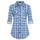 DJT Damen Weiches Gestrick Karierte Bluse Langarm Oberteile Roll Up Ärmel Hemdbluse Shirts Button Down Blusen Top Hellblau-Weiß XXL
