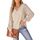 CUPSHE Damen Blusen V-Ausschnitt Spitzen Wellenkante Puffärmel Langarmshirt Lässige Lace Oberteile Tunika Bluse Tops Hellbraun M
