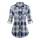 DJT Damen Weiches Gestrick Karierte Bluse Langarm Oberteile Roll Up Ärmel Hemdbluse Tunika Button Down Blusen Top Upgrade Dicker Stoff-Blau XXL