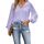 CUPSHE Damen Blusen V-Ausschnitt Spitzen Wellenkante Puffärmel Langarmshirt Lässige Lace Oberteile Tunika Bluse Tops Hellviolett M