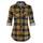 DJT Damen Weiches Gestrick Karierte Bluse Langarm Oberteile Roll Up Ärmel Hemdbluse Shirts Button Down Blusen Top Gelb-Marine XXL