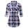 DJT Damen Weiches Gestrick Karierte Bluse Langarm Oberteile Roll Up Ärmel Hemdbluse Tunika Button Down Blusen Top Blau-Rosa XXL