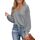 CUPSHE Damen Blusen V-Ausschnitt Spitzen Wellenkante Puffärmel Langarmshirt Lässige Lace Oberteile Tunika Bluse Tops Grau M