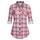 DJT Damen Weiches Gestrick Karierte Bluse Langarm Oberteile Roll Up Ärmel Hemdbluse Tunika Button Down Blusen Top Rosa Kariertes XXL