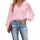 CUPSHE Damen Blusen V-Ausschnitt Spitzen Wellenkante Puffärmel Langarmshirt Lässige Lace Oberteile Tunika Bluse Tops Hellrosa M