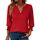 Rapbin Bluse Damen 3/4 arm langerm V-Ausschnitt Tunika Sommer Tops Locker Shirt Elegant Lässig Oberteil 2025 (XL, Rot)