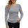 Basic T-Shirt Damen Mit Langen Ärmeln Elegant Rippshirt Pullover Herbst（Grau，XL