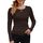 DUOEASE Langarmshirt Damen Basic Longsleeve Elegant Langarm Oberteile Rippshirt Tshirts Tops（Braun,XS