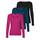 VERO MODA Damen VMMAXI My LS Soft UNECK 3-Pack, Festival Fuchsia/Gibraltar Sea/Black, XL