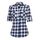 UNibelle Trachtenhemd Damen Bluse Kariert Hemd V-Ausschnitt Trachtenbluse Langarm Karierte Hemden Oktoberfest Karohemd Knöpfen Trachten Oberteil Navyblau-B XL