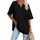 Ebifin Damen Oversize T Shirt mit V-Ausschnitt Kurzärmeliges Casual Lockere Basic Sommer Tee Shirts Bluse.Schwarz.XL