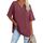 Ebifin Damen Oversize T Shirt mit V-Ausschnitt Kurzärmeliges Casual Lockere Basic Sommer Tee Shirts Bluse.Weinrot.S