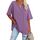 Ebifin Damen Oversize T Shirt mit V-Ausschnitt Kurzärmeliges Casual Lockere Basic Sommer Tee Shirts Bluse.Lila.M