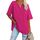 Ebifin Damen Oversize T Shirt mit V-Ausschnitt Kurzärmeliges Casual Lockere Basic Sommer Tee Shirts Bluse.Rosenrot.L