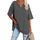Ebifin Damen Oversize T Shirt mit V-Ausschnitt Kurzärmeliges Casual Lockere Basic Sommer Tee Shirts Bluse.Dunkelgrau.L