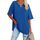 Ebifin Damen Oversize T Shirt mit V-Ausschnitt Kurzärmeliges Casual Lockere Basic Sommer Tee Shirts Bluse.Blau.M