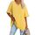 Ebifin Damen Oversize T Shirt mit V-Ausschnitt Kurzärmeliges Casual Lockere Basic Sommer Tee Shirts Bluse.Gelb.L