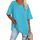 Ebifin Damen Oversize T Shirt mit V-Ausschnitt Kurzärmeliges Casual Lockere Basic Sommer Tee Shirts Bluse.Azurblau.L