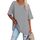Ebifin Damen Oversize T Shirt mit V-Ausschnitt Kurzärmeliges Casual Lockere Basic Sommer Tee Shirts Bluse.Hellgrau.S