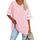 Ebifin Oversize T Shirt mit V-Ausschnitt Damen Kurzärmeliges Casual Lockere Basic Sommer Tee Shirts Bluse.Rosa.M