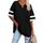 Ebifin Oversize T Shirt mit V-Ausschnitt Damen Kurzärmeliges Casual Lockere Basic Sommer Tee Shirts Bluse.Schwarz.L
