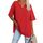 Ebifin Damen Oversize T Shirt mit V-Ausschnitt Kurzärmeliges Casual Lockere Basic Sommer Tee Shirts Bluse.Rot.L
