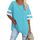 Ebifin Oversize T Shirt mit V-Ausschnitt Damen Kurzärmeliges Casual Lockere Basic Sommer Tee Shirts Bluse.Azurblau.M