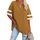 Ebifin Oversize T Shirt mit V-Ausschnitt Damen Kurzärmeliges Casual Lockere Basic Sommer Tee Shirts Bluse.Braun.L