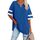 Ebifin Oversize T Shirt mit V-Ausschnitt Damen Kurzärmeliges Casual Lockere Basic Sommer Tee Shirts Bluse.Blau.L