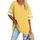 Ebifin Oversize T Shirt mit V-Ausschnitt Damen Kurzärmeliges Casual Lockere Basic Sommer Tee Shirts Bluse.Gelb.S